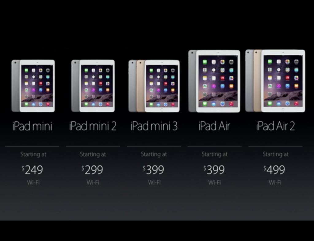 iPad Air 2は499ドル、iPad mini 3は399ドルで販売スタート!!